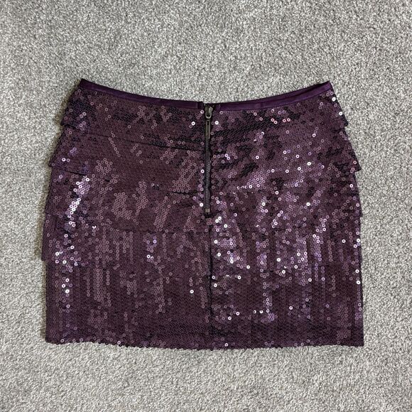 Forever 21 Skirt Womens Small Purple Sequin Tiered Mini Party Clubwear - Picture 3 of 10